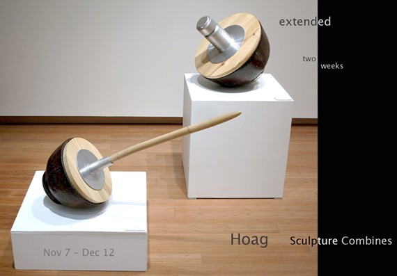 Exhibition card showing artworks, "Punctuate" and "Pop It."