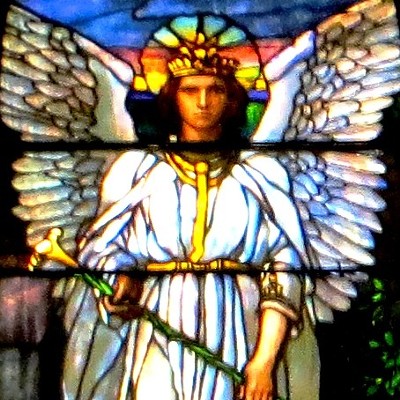 Winged angel window