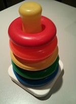 A Child Care Council representative says these stacking rings have a lead content that far exceeded safe levels established by the federal government. But the toy is also old, and newer versions don't contain lead, says the representative. - PHOTO BY JEREMY MOULE