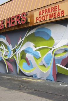 A work by Italian artist, Peeta, created on North Clinton Avenue during FUA Crew's 2011 B-Boy BBQ. Peeta will visit Rochester again this weekend for;"Wall Therapy: Writes of Spring."