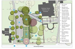 An alternative plan for the property, proposed by the George Eastman House, calls for keeping and renovating the Monroe Voiture building and creating gardens, a sculpture area, and parking lot. - PROVIDED PHOTO