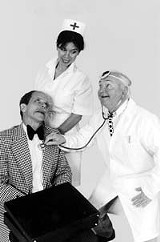 An old-school comedy: Roger Gans, Alecia Tahou, and Greg Byrne in The Sunshine Boys.
