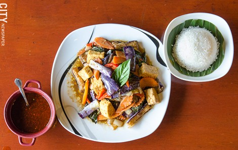 Eggplant with basil and tofu from Thai Time Cuisine. - PHOTO BY MARK CHAMBERLIN