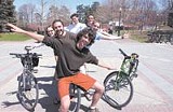 PHOTO BY RICHARD BAKER - Free can be fun: UR's Andrew Hall and his madcap crew of cyclers.