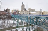 PHOTO BY MARK CHAMBERLIN - Friends of the GardenAerial envision an arboretum on the Pont de Rennes bridge in High Falls.