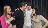 PHOTO BY STEVEN LEVINSON - (From left to right) Samantha Buckman, Carl Del Buono, Janine Mercandetti, and Justin Borak appear in "Bad Jews," now in production at JCC CenterStage.