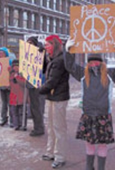 In cold protest