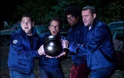 Jonah Hill, Ben Stiller, Richard Ayoade, and Vince Vaughn in “The Watch.” PHOTO COURTESY 20TH CENTURY FOX