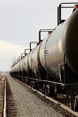 FILE PHOTO - Railroad tanker cars similar to the ones shown here are used to transport domestically produced crude oil. The amount of crude moved by trains has increased dramatically in the past few years.