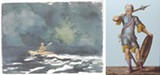 PHOTOS PROVIDED - Right to left: Winslow Homer's "Paddling at Dusk" and an Austrian glass panel work by an unknown artist are part of the current exhibit at Memorial Art Gallery that showcases rarely-shown works from the gallery's collection.