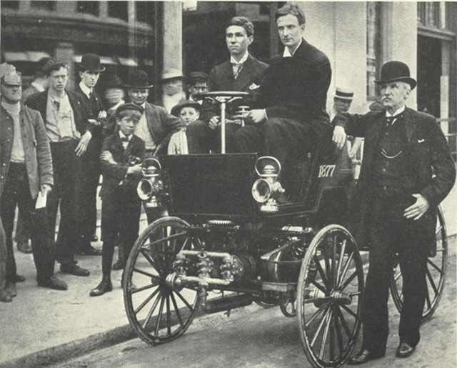 George Selden and sons with his automobile