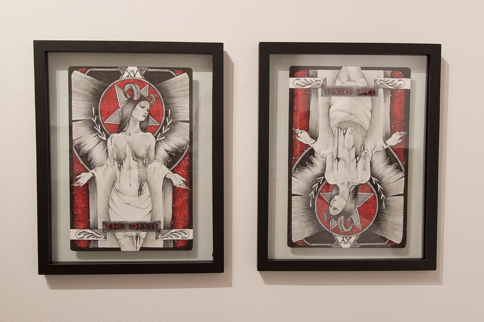 Shawnee Hill’s devil-themed diptych for 1975 Gallery’s “Devil’s in the Details” anniversary group show. - PHOTO PROVIDED