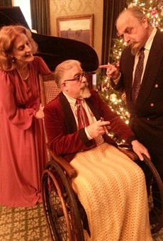 "The Man Who Came To Dinner," on stage at Geva Theatre Center's Nextstage, features (from left to right) Kate Lacy-Stokoe as Mrs. Stanely, Ray Salah as Sheridan Whiteside, and Morey Fazzi as Mr. Stanley.