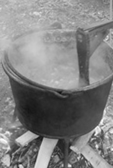 The well-tempered turn and constant stir: the kettle that cooked the apple butter in Hilton.