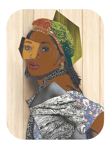 "Portrait of Qusuquzah #6," a mixed media work by Mickalene Thomas recently acquired by MAG, is on display in the reinstalled Forman Gallery. - PHOTO PROVIDED