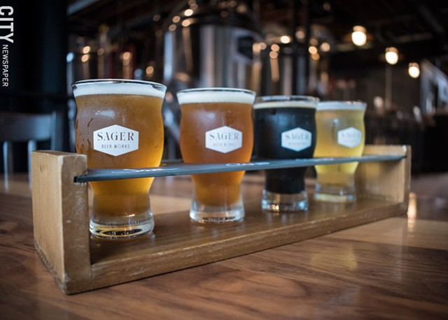 A refreshing flight of beers at new craft beer company Sager Beer Works. - PHOTO BY JACOB WALSH
