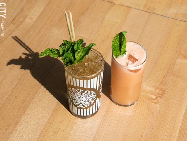 The Amaro Swizzle and Fluffy Greyhound are part of Vern's cocktail program, which also includes low-ABV and no-alcohol options. - PHOTO BY JACOB WALSH