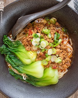 Dan dan noodles with pork and bok choy. - PHOTO BY JACOB WALSH
