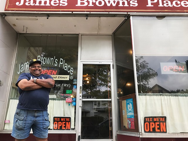 James Brown outside of his namesake diner, James Brown's Place, on Culver Road. - PHOTO BY DAVID ANDREATTA