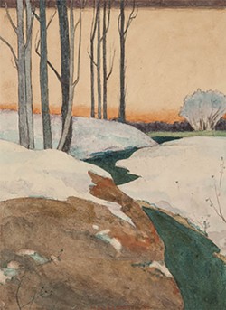 A winter landscape watercolor by Rochester artist M. Louise Stowell, who lived in Corn Hill in the early 20th century. - PHOTO COURTESY THE MEMORIAL ART GALLERY
