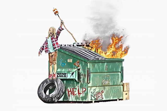 Rochester-based artist Aaron Humby captured the making-the-most-of-it mood of 2020 with his digital illustration, titled "When Life Gives You a Dumpster Fire, Roast Marshmallows." - PHOTO PROVIDED