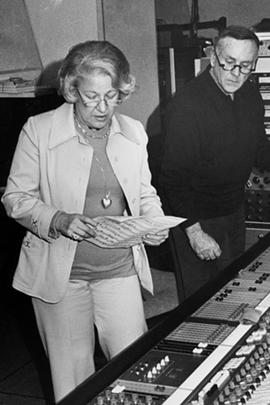 Ethel Gabriel at the soundboard with RCA recording engineer Bob Simpson. - PHOTO PROVIDED BY CAROLINE LOSNECK AND CHRISTOPH GELFAND