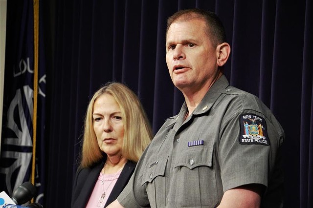 Monroe County District Attorney and State Police Major Barry Chase describe the charges brought against Timothy Granison and others on May 20, 2021. - PHOTO BY GINO FANELLI