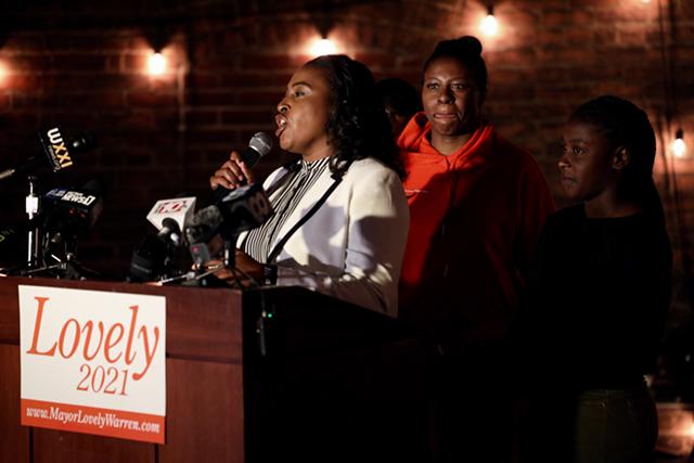 Mayor Lovely Warren concedes defeat in the Democratic primary to supporters at The Sidebar on South Avenue on June 22, 2021. - PHOTO BY MAX SCHULTE