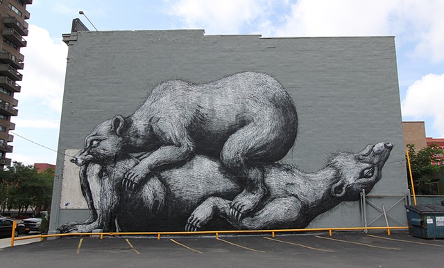 ROA's mural, "Sleeping Bears," shortly after completion in 2012. - PHOTO COURTESY WALL/THERAPY