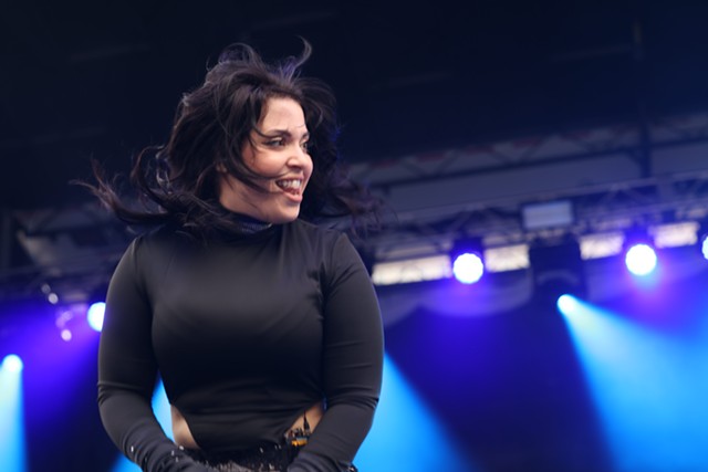 KOPPS lead singer Patricia Patrón at Rochester Fringe Festival's "Smokestacks." - PHOTO BY JOHN SCHLIA