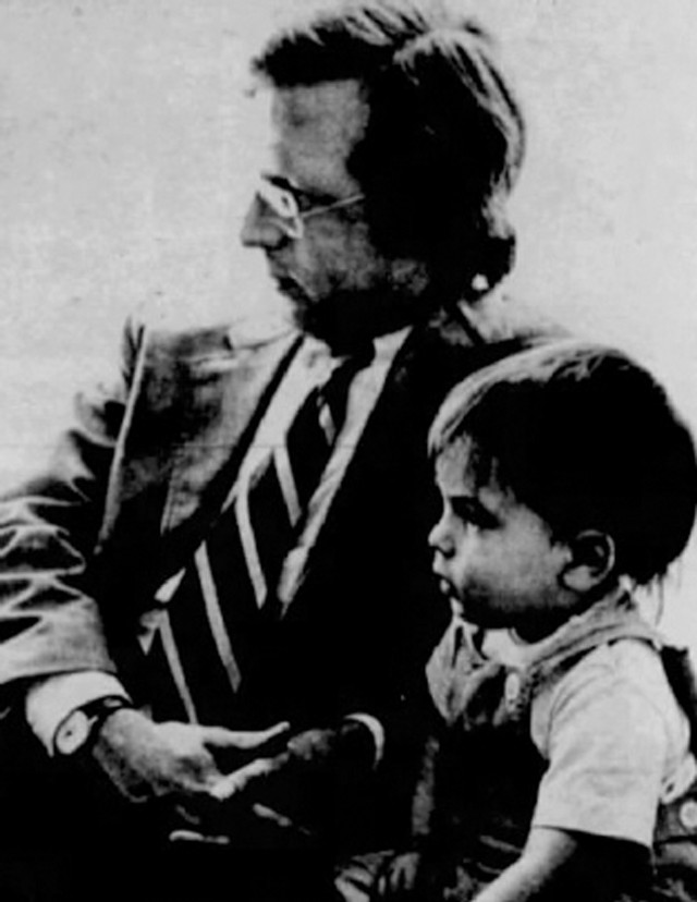 Bill Towler with son Will in 1972. Their photo appeared in the Democrat and Chronicle for a feature story on CITY and the Towlers. - PHOTO COURTESY OF THE DEMOCRAT AND CHRONICLE