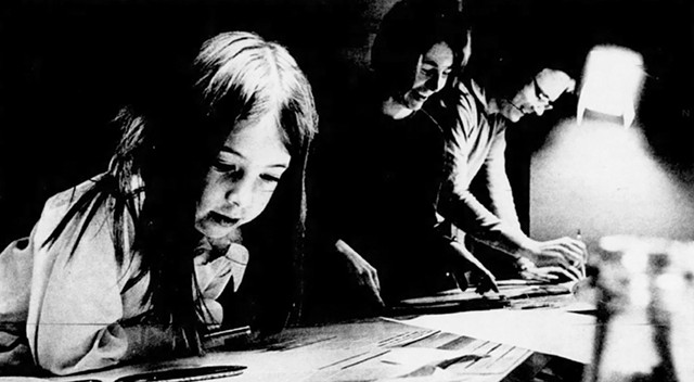 CITY Newspaper was a family affair for the Towlers. Here, daughter Elizabeth, 5, helps mom and dad put the paper to bed in 1972. - PHOTO COURTESY OF THE DEMOCRAT AND CHRONICLE