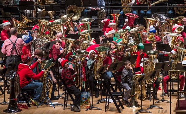Tuba Christmas musicians are encouraged to get decked out in their most festive attire. - PHOTO BY AARON WINTERS
