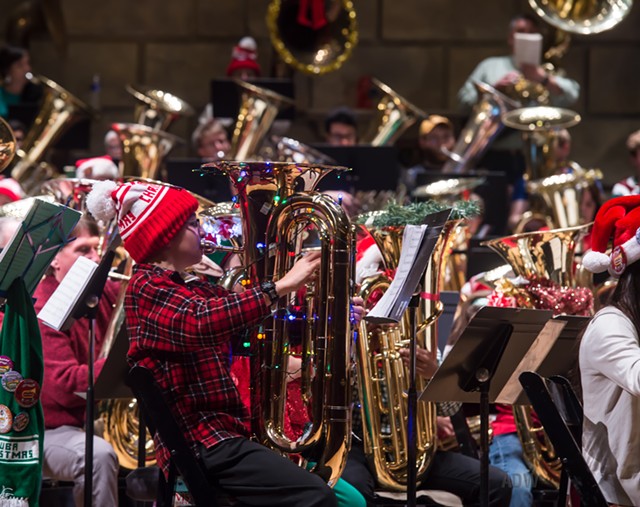 Musicians who play in the annual Rochester Tuba Christmas concert range in age from 9 to 90. - PHOTO BY AARON WINTERS