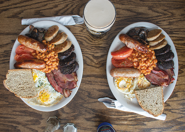 A traditional Irish breakfast spread is a hearty, heavy meal that will last you all day, and includes some ingredients that are nearly impossible to find in Rochester. Here, Mulconry's offers the complete platter. - PHOTO BY RYAN WILLIAMSON
