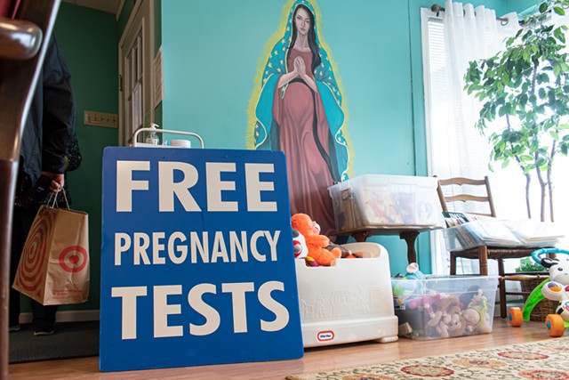 The interior of Focus Pregnancy Help Center features an abundance of religious paraphernalia. - PHOTO BY JACOB WALSH