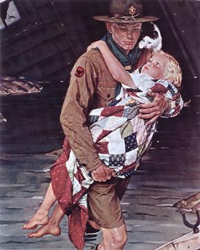 "A Scout Is Always Helpful" 1939. - COURTESY NORMAN ROCKWELL MUSEUM COLLECTION