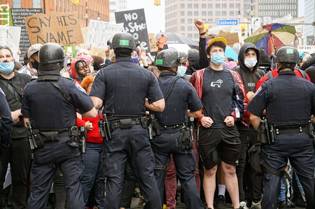 Protesters and police clashed in Rochester on May 30, 2020 during a protest in response to the murder of George Floyd by a Minneapolis police officer. It was the first in a summer of Black Lives Matter protests in Rochester. - PHOTO BY GINO FANELLI