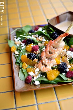 The honey-lime shrimp salad, from Magnolia's. - PHOTO BY MATT DETURCK