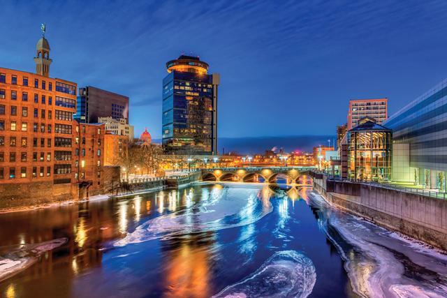 Downtown Rochester at night by Jim Montanus. - PHOTO BY JIM MONTANUS