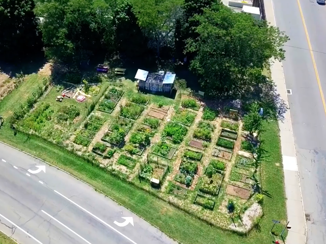An aerial view of 490 Farmers at the corner of Broadway and Meigs Street. - PHOTO PROVIDED