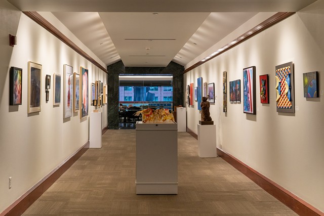 A variety of artists' takes on modernist and post-modernist styles can be seen at the Arena Art Group's winter show at Geisel Gallery, through Feb. 28. - PHOTO BY LAURA KNECHT