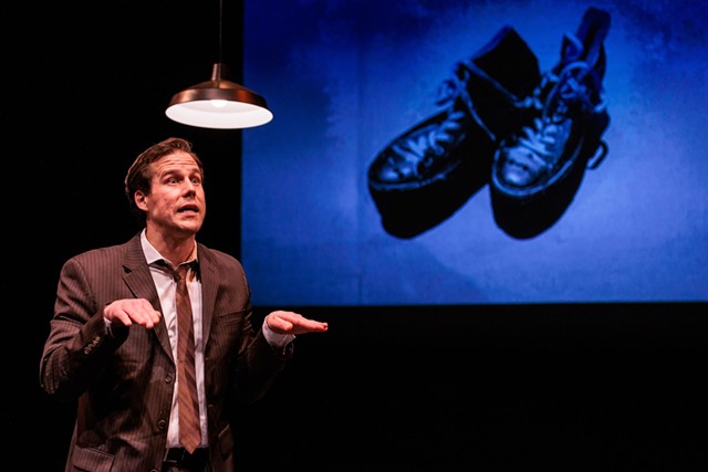 Matt D'Amico performs in the one-man show "The Absolute Brightness of Leonard Pelkey." - PHOTO BY RON HEERKENS JR./GOAT FACTORY MEDIA