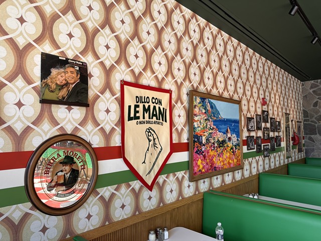 Jerry Vale records and Italian ephemera hang on the walls of Cotoletta, the new Greece restaurant from Tony D's owner-chef Jay Speranza. - PHOTO BY DARIO JOSEPH