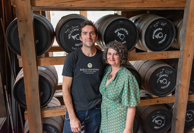 Co-owners Karl and Melissa Neubauer are celebrating the first five years of Hollerhorn Distilling, having endured both the pandemic and a devastating fire in 2022. - PHOTO BY JACOB WALSH