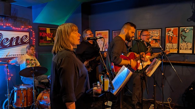 From left, James McAvaney, Rita Coulter, Ken Frank, Mark Cuminale, and Phil Marshall perform as Colorblind James Experience at Abilene Bar and Lounge on November 3, 2023. - PHOTO BY DANIEL J. KUSHNER