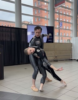 Rochester City Ballet dancers performed on Monday, Dec. 4 at Blue Cross Arena for  Rochester Philharmonic Orchestra's "RPO Eclipse Spectacular" announcement that in part previewed next April's multimedia event. - PHOTO BY REBECCA RAFFERTY