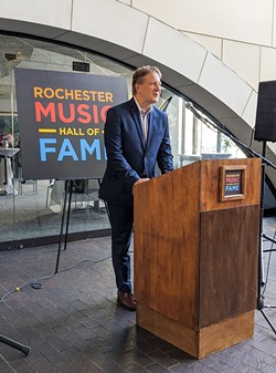 Jack Whittier, president of Rochester Music Hall of Fame's board of directors, speaks ahead of the Class of 2024 announcement on March 4. - PHOTO BY DANIEL J. KUSHNER