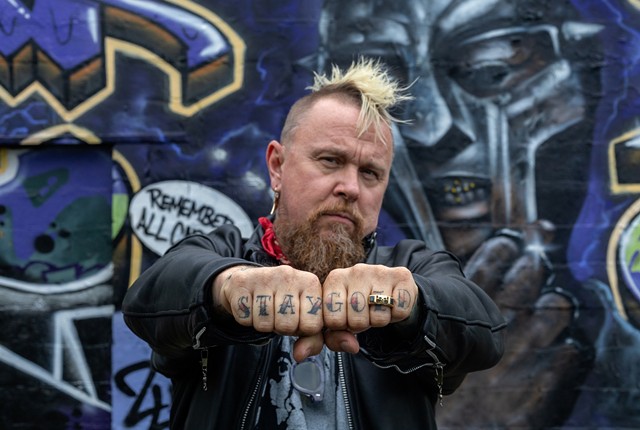 Among Clay Patrick McBride’s many tattoos are the letters on his knuckles spelling “STAY GOLD.” - QUAJAY DONNELL.