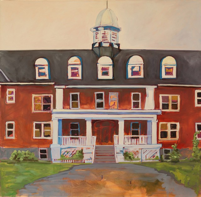 The exterior of the Mohawk Indian Residential School, as painted by R.G. Miller for his multi-panel "Mush Hole Wampum Belt." - PHOTO PROVIDED